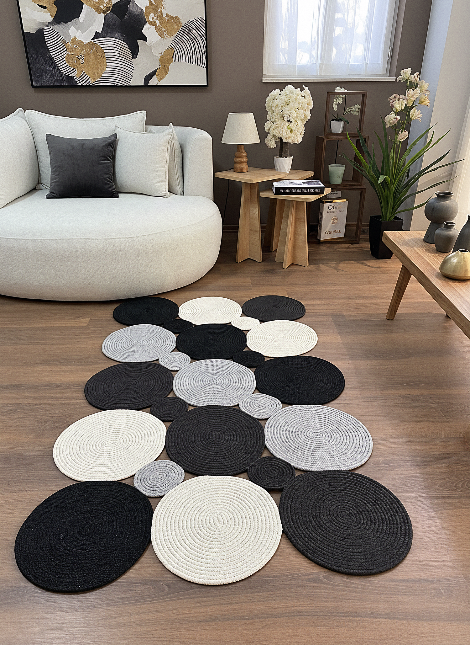 JÜT-KV429 Elde Dokuma Doğal Jüt Hasır Halı