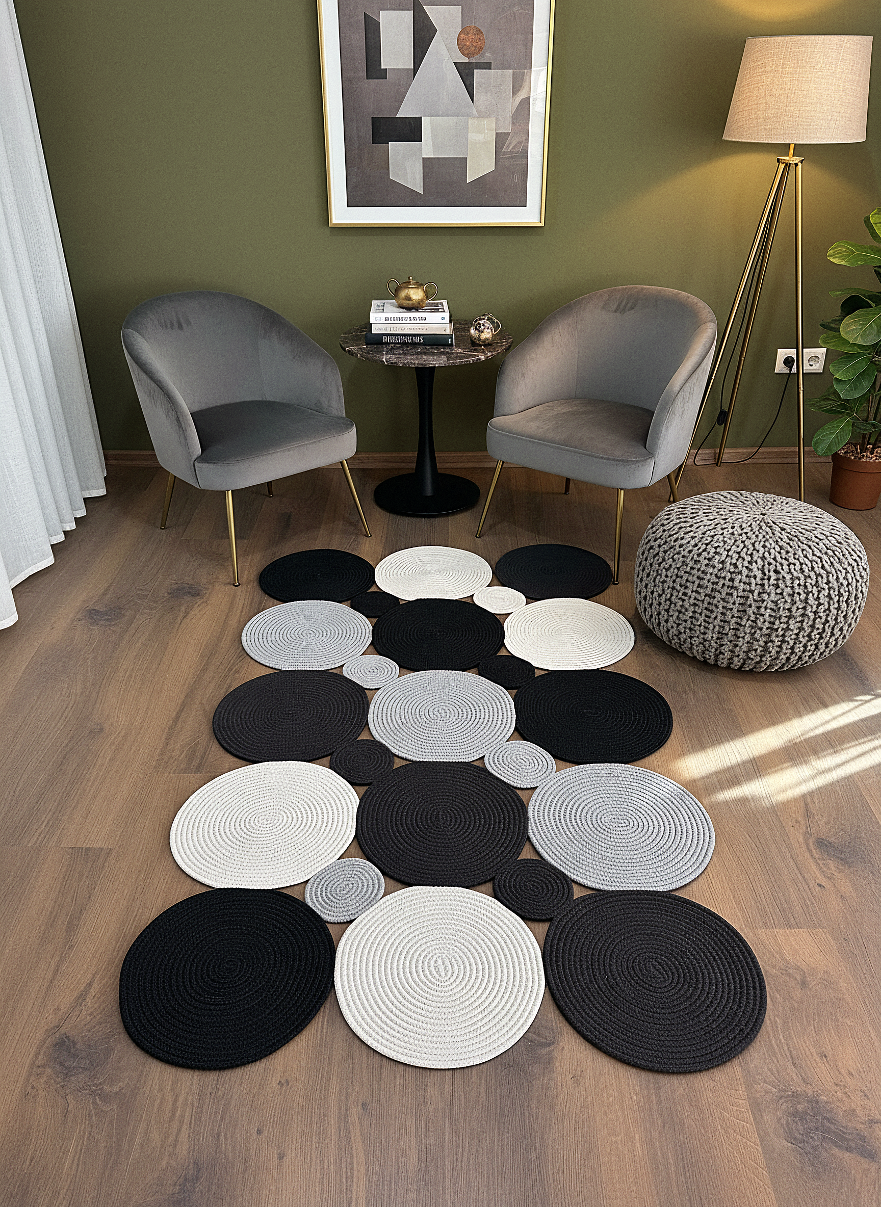 JÜT-KV429 Elde Dokuma Doğal Jüt Hasır Halı