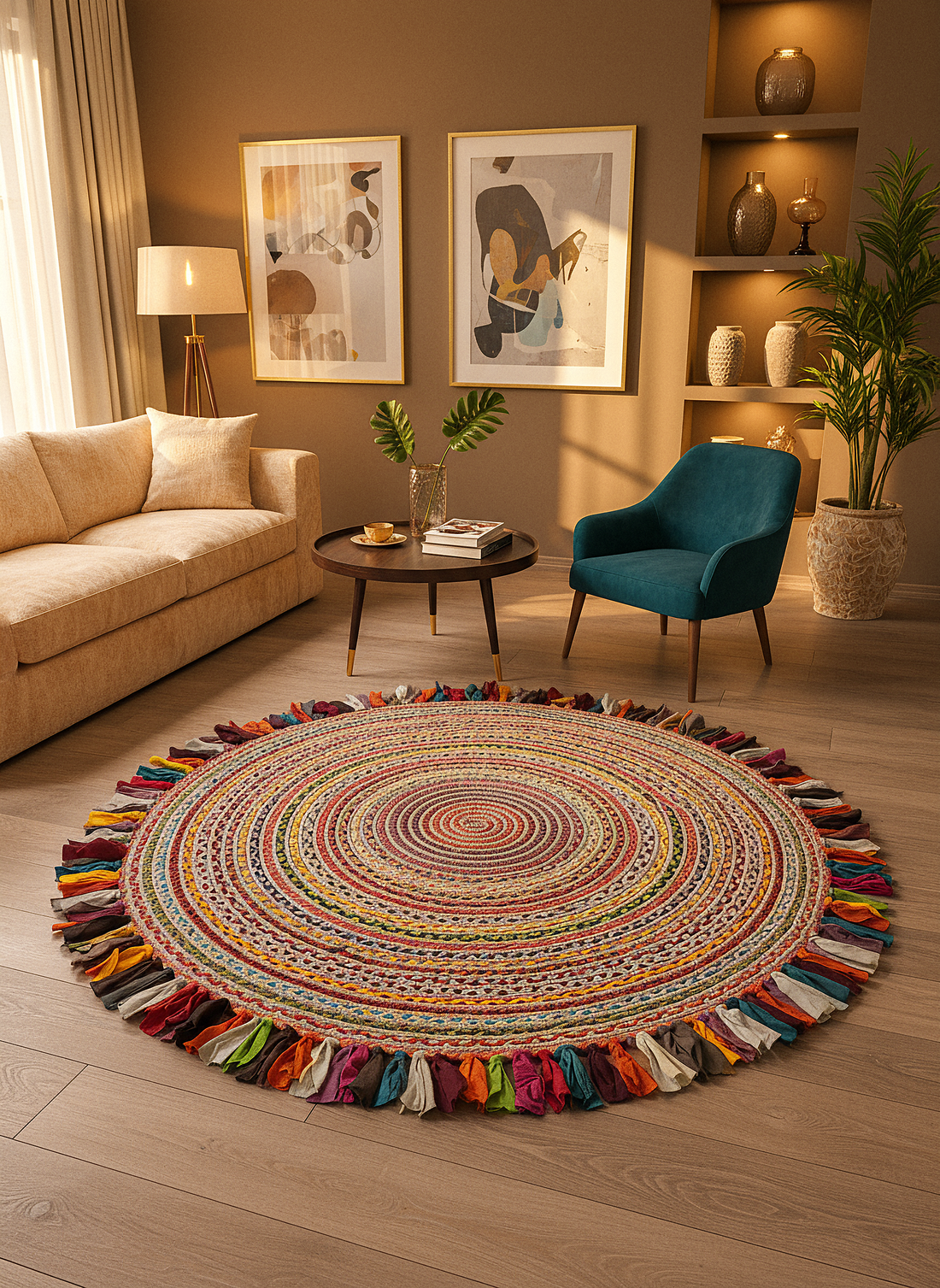 JÜT-RV410 Elde Dokuma Doğal Jüt Hasır Halı