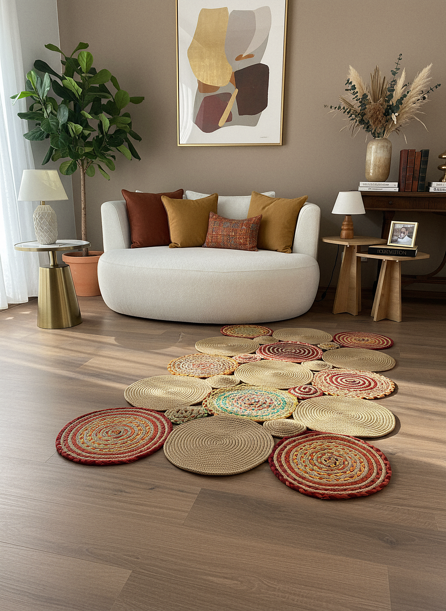 JÜT-426 Elde Dokuma Doğal Jüt Hasır Halı