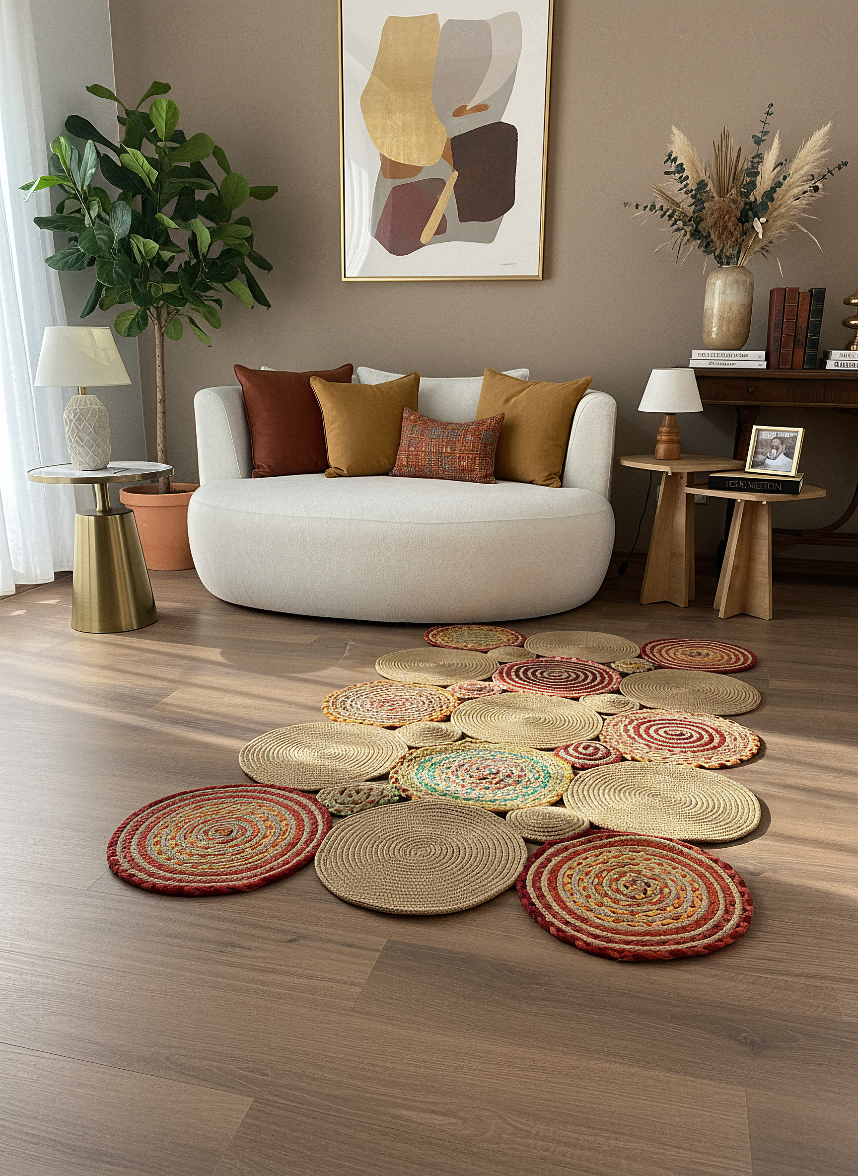 JÜT-426 Elde Dokuma Doğal Jüt Hasır Halı