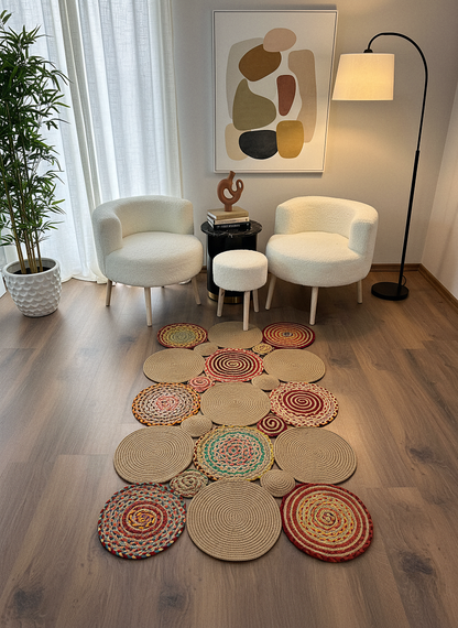 JÜT-426 Elde Dokuma Doğal Jüt Hasır Halı