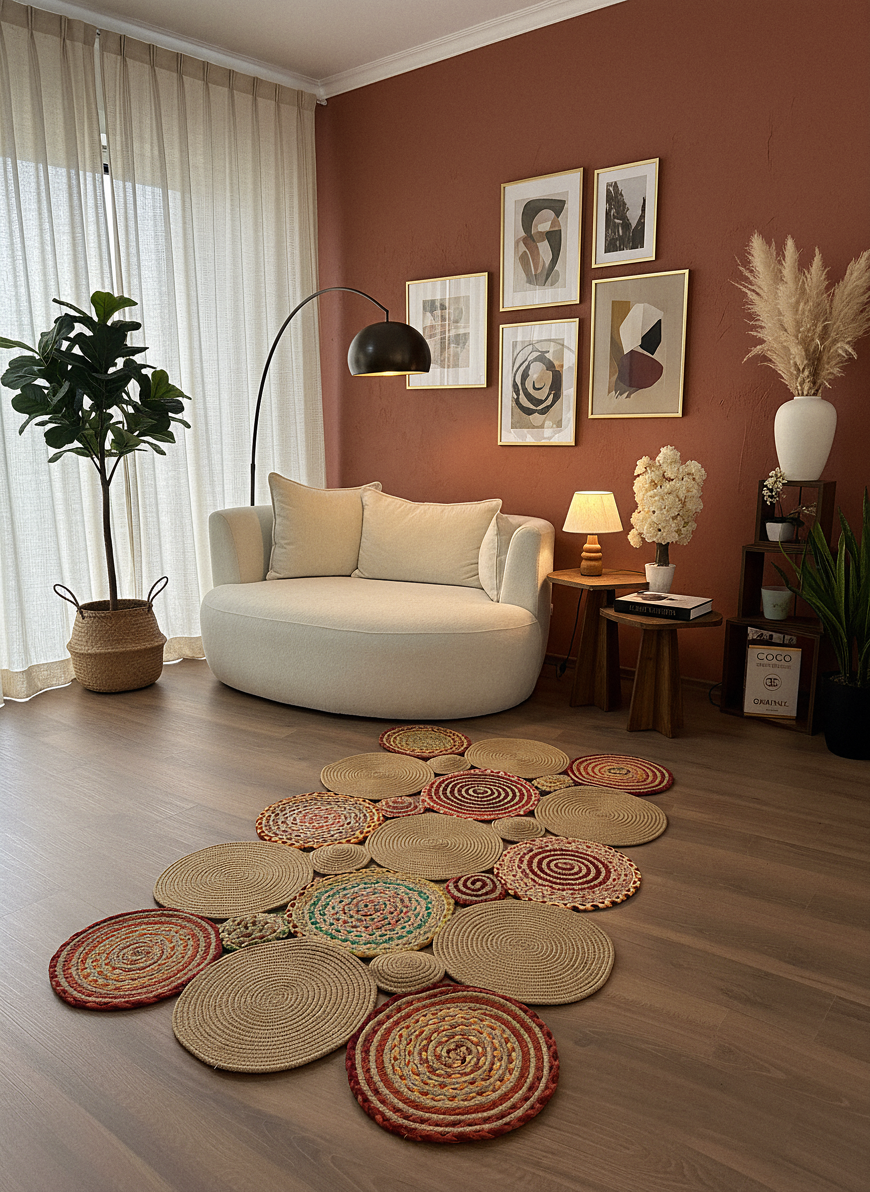 JÜT-426 Elde Dokuma Doğal Jüt Hasır Halı