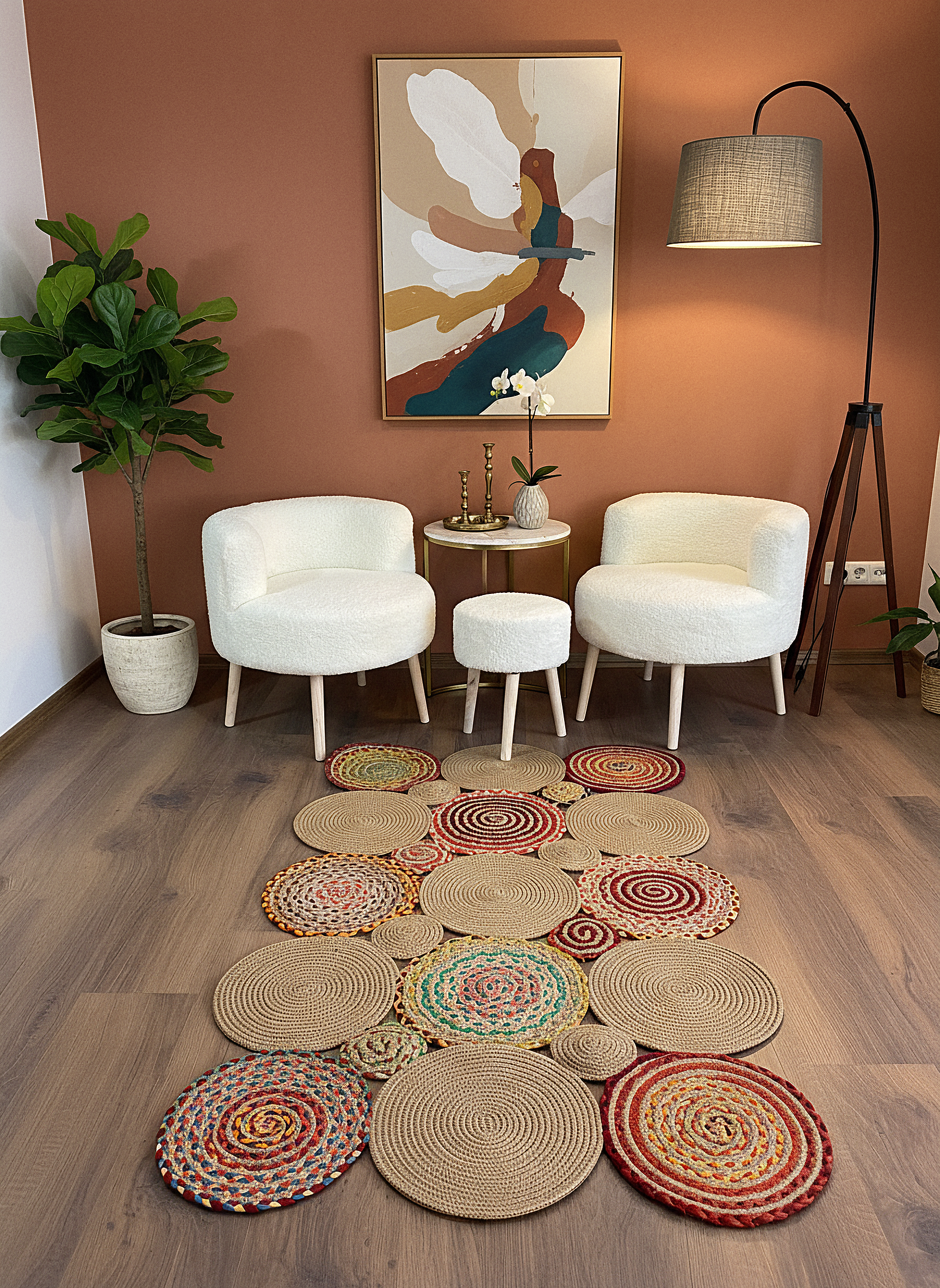 JÜT-426 Elde Dokuma Doğal Jüt Hasır Halı