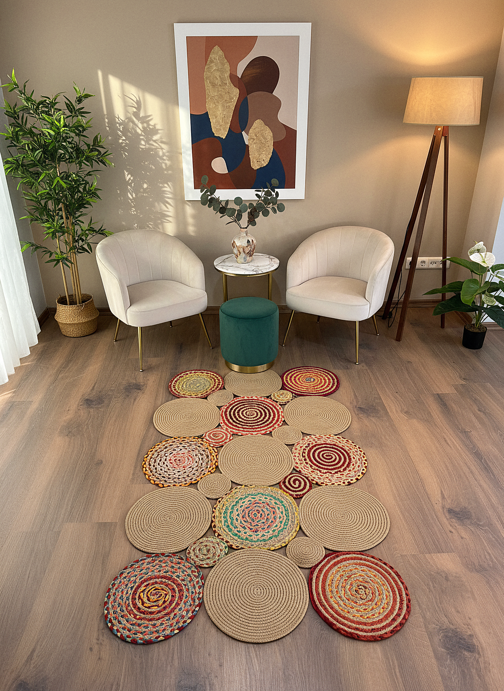 JÜT-426 Elde Dokuma Doğal Jüt Hasır Halı