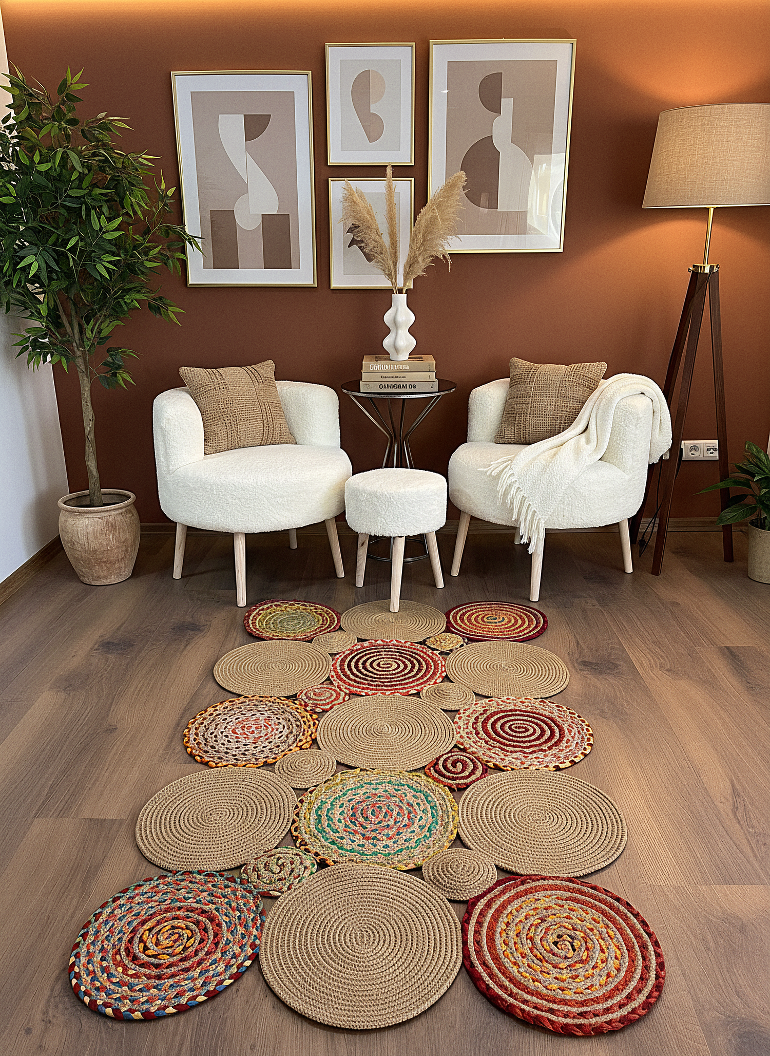 JÜT-426 Elde Dokuma Doğal Jüt Hasır Halı