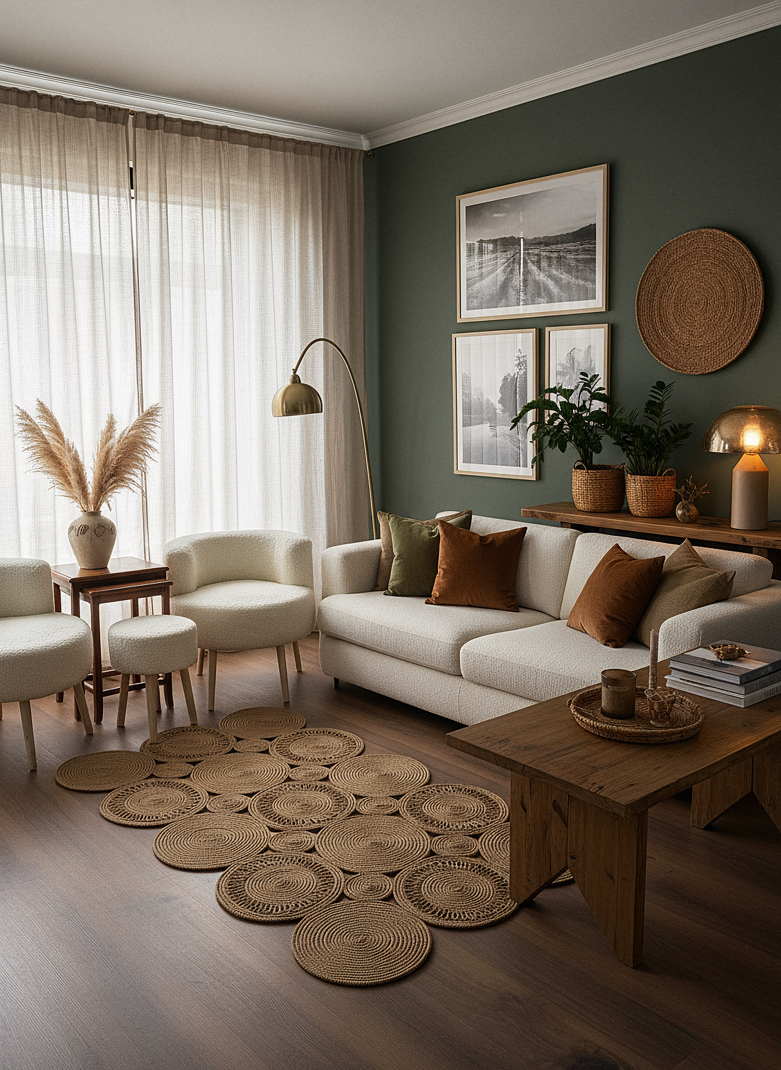 JÜT-855 Elde Dokuma Doğal Jüt Hasır Halı