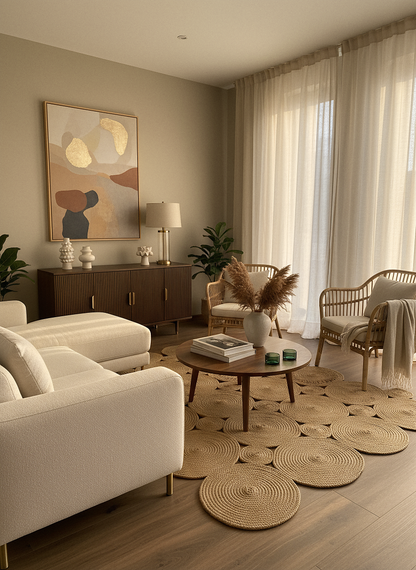 JÜT-855 Elde Dokuma Doğal Jüt Hasır Halı