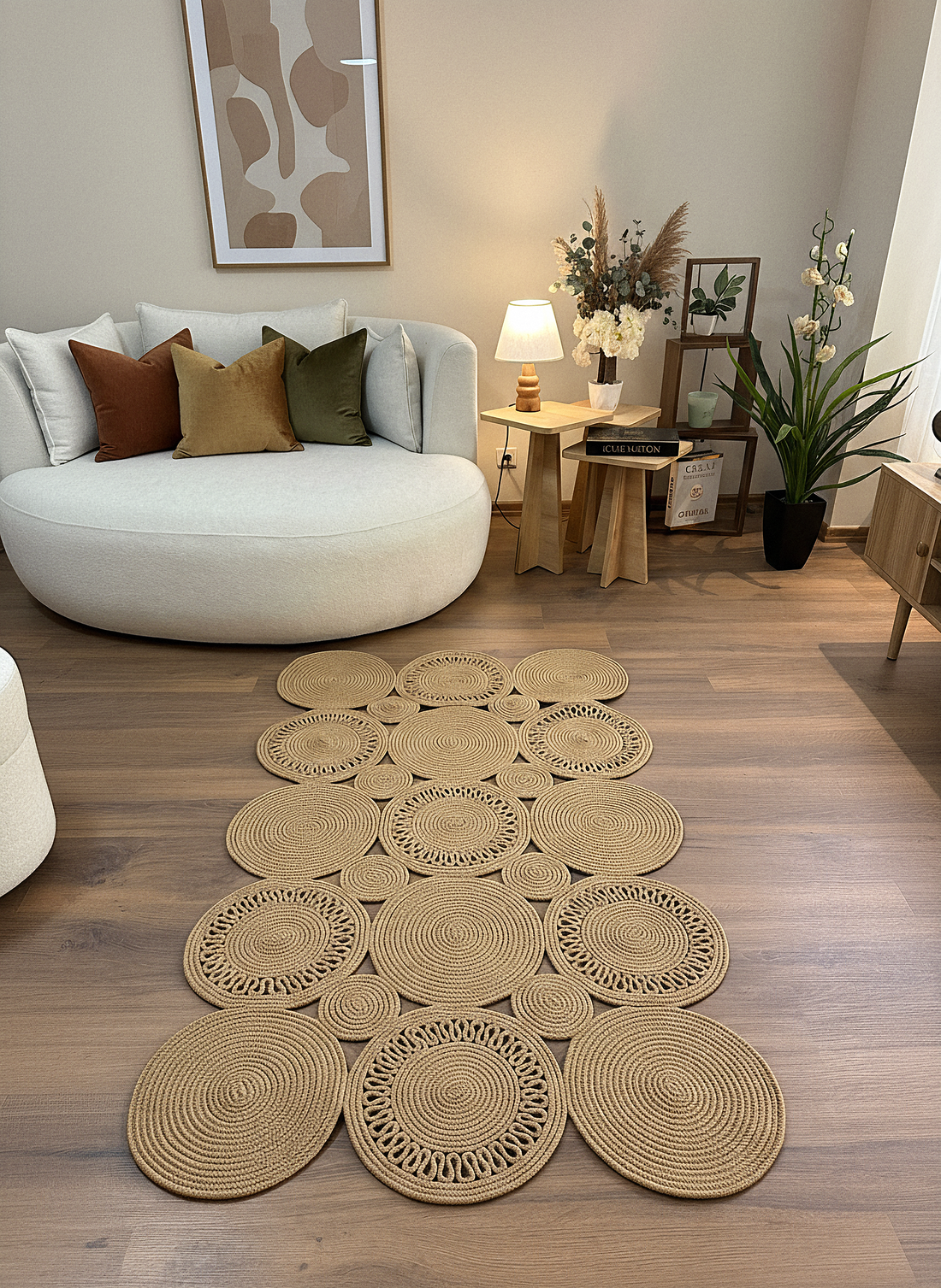 JÜT-855 Elde Dokuma Doğal Jüt Hasır Halı