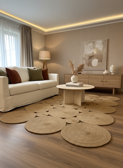 JÜT-855 Elde Dokuma Doğal Jüt Hasır Halı