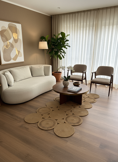 JÜT-855 Elde Dokuma Doğal Jüt Hasır Halı