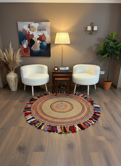 JÜT-1001 Elde Dokuma Doğal Jüt Hasır Halı