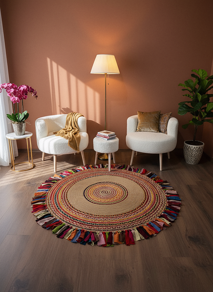 JÜT-1001 Elde Dokuma Doğal Jüt Hasır Halı