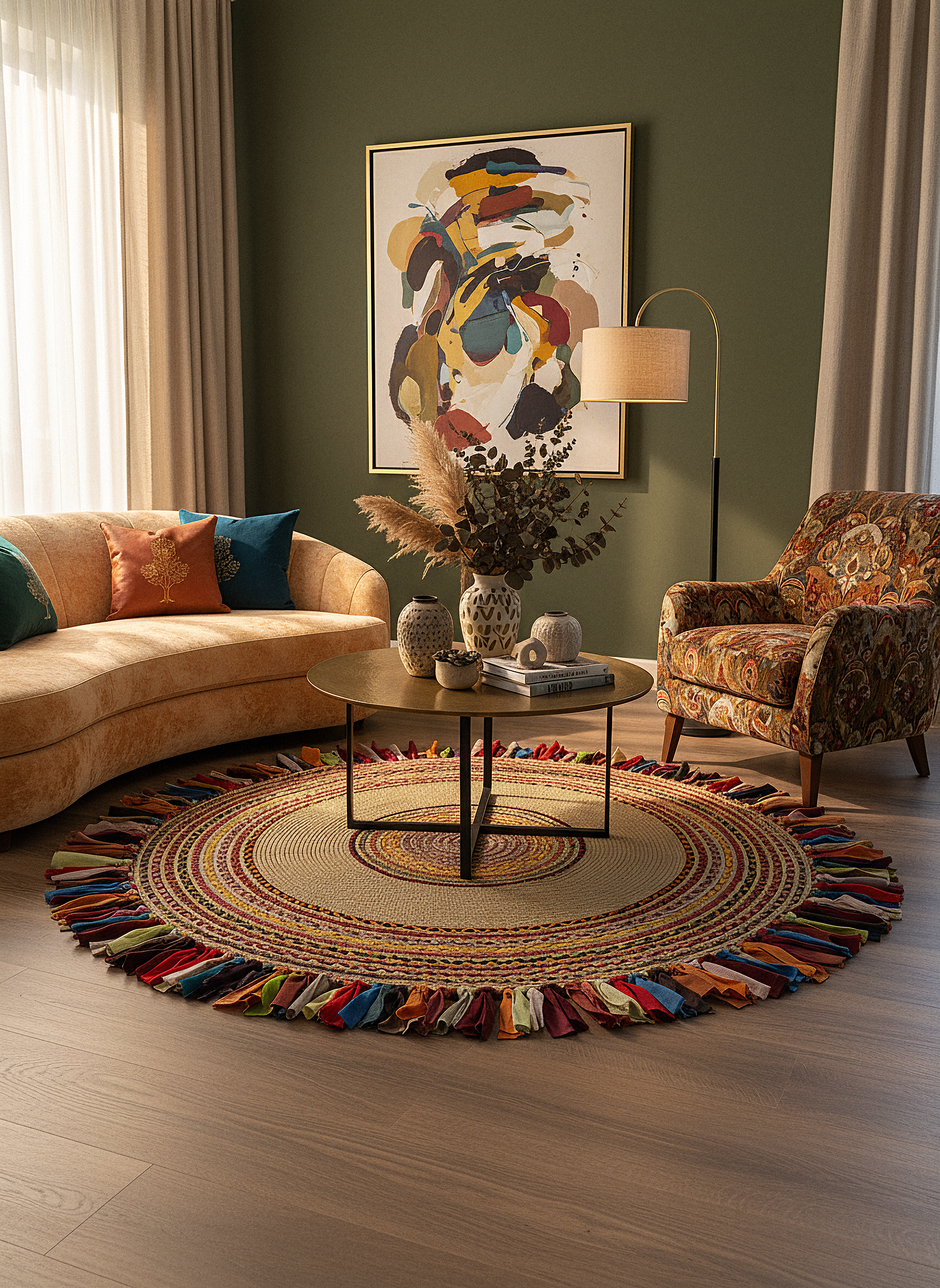 JÜT-1001 Elde Dokuma Doğal Jüt Hasır Halı