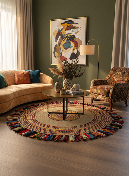 JÜT-1001 Elde Dokuma Doğal Jüt Hasır Halı