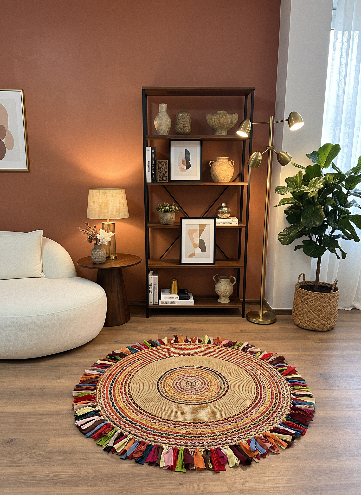 JÜT-1001 Elde Dokuma Doğal Jüt Hasır Halı