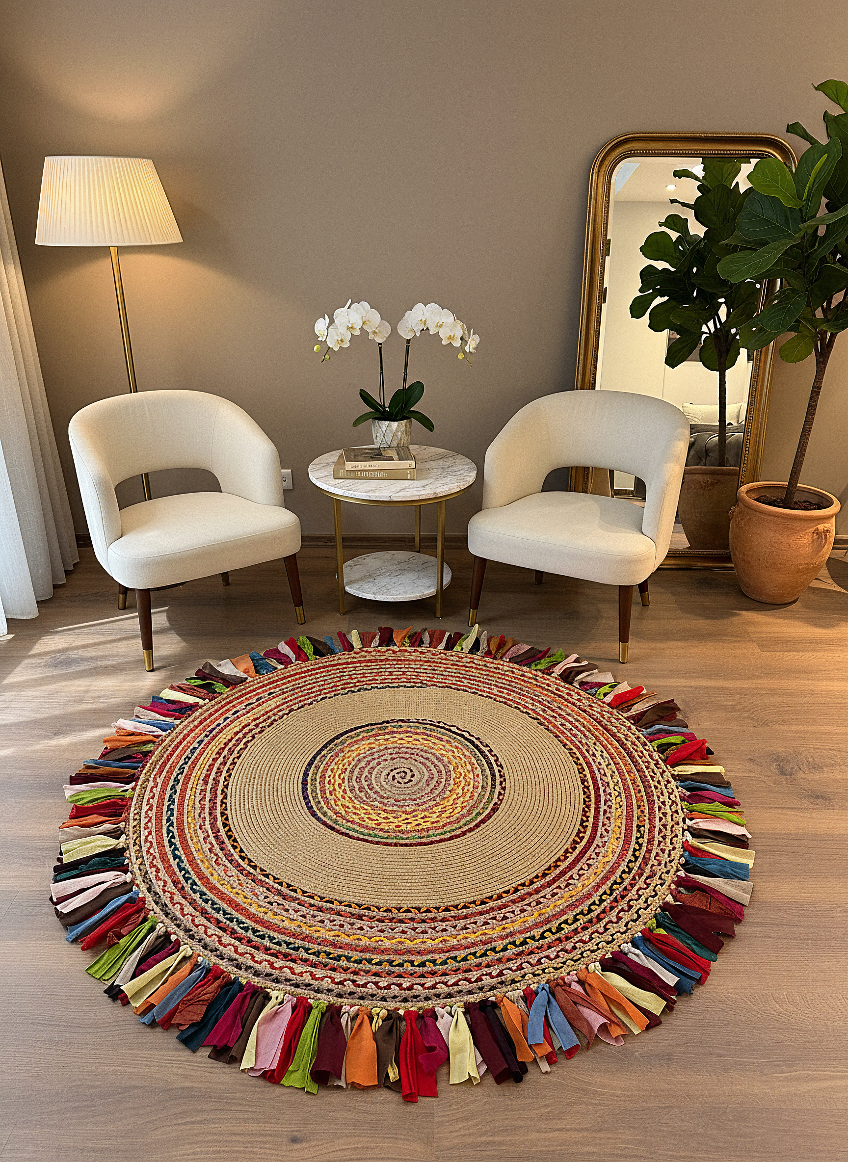 JÜT-1001 Elde Dokuma Doğal Jüt Hasır Halı