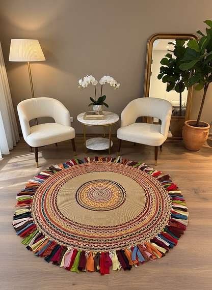 JÜT-1001 Elde Dokuma Doğal Jüt Hasır Halı