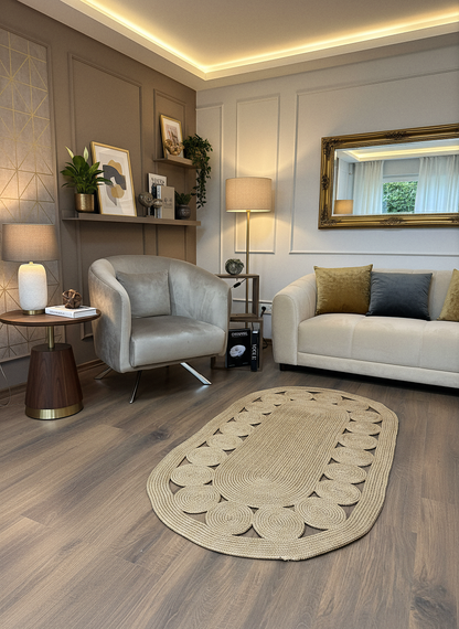 JÜT-C20 Elde Dokuma Doğal Jüt Hasır Halı