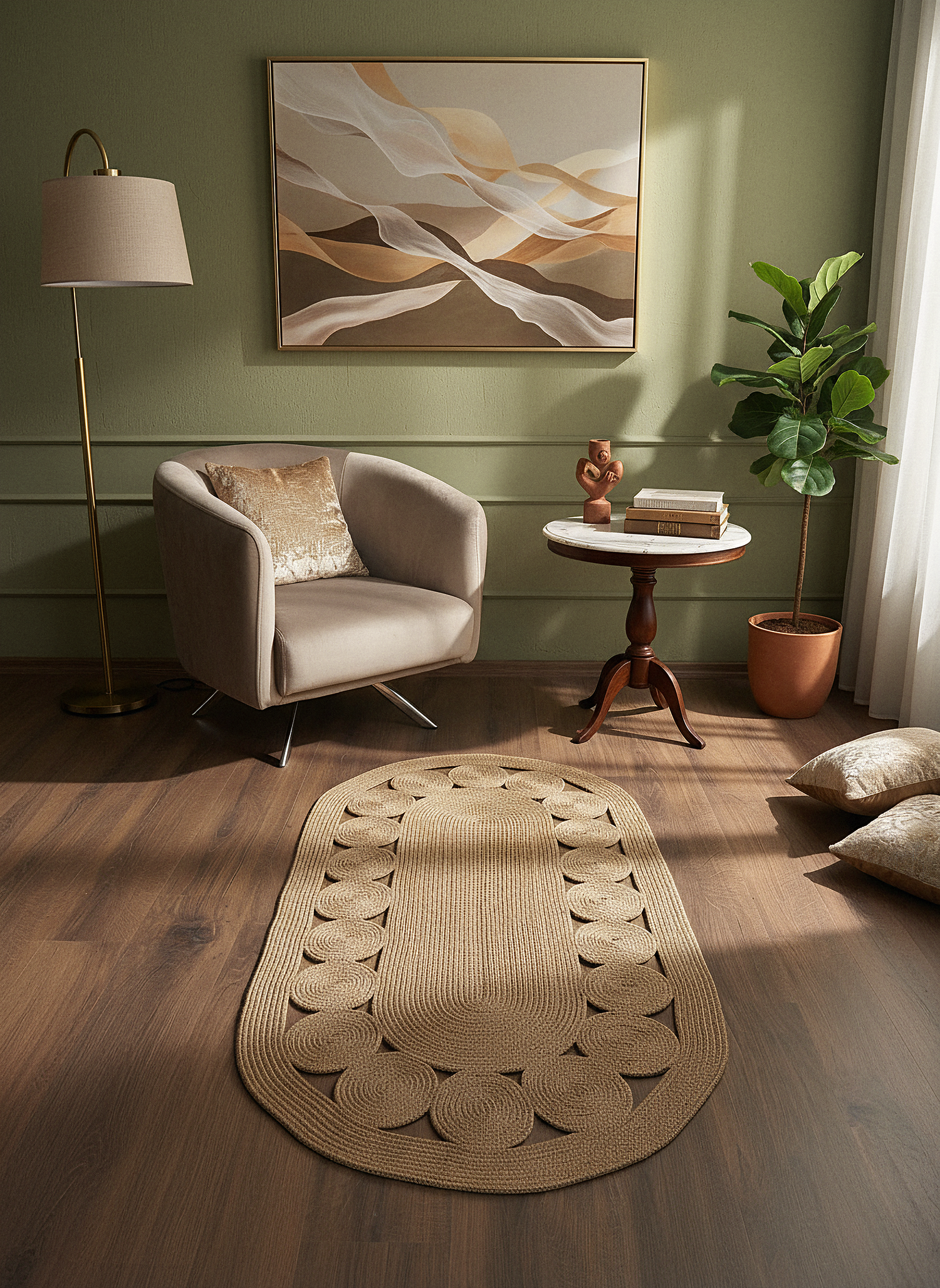 JÜT-C20 Elde Dokuma Doğal Jüt Hasır Halı