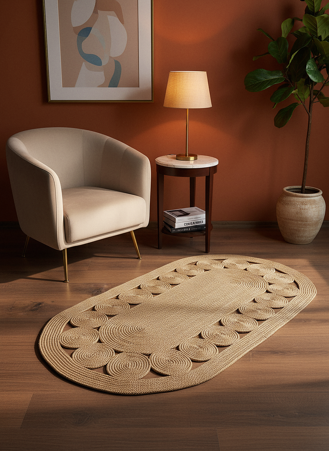 JÜT-C20 Elde Dokuma Doğal Jüt Hasır Halı