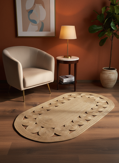 JÜT-C20 Elde Dokuma Doğal Jüt Hasır Halı