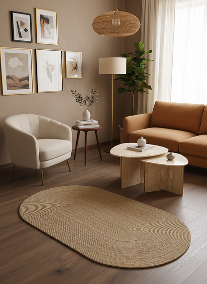 JÜT-C13 Elde Dokuma Doğal Jüt Hasır Halı