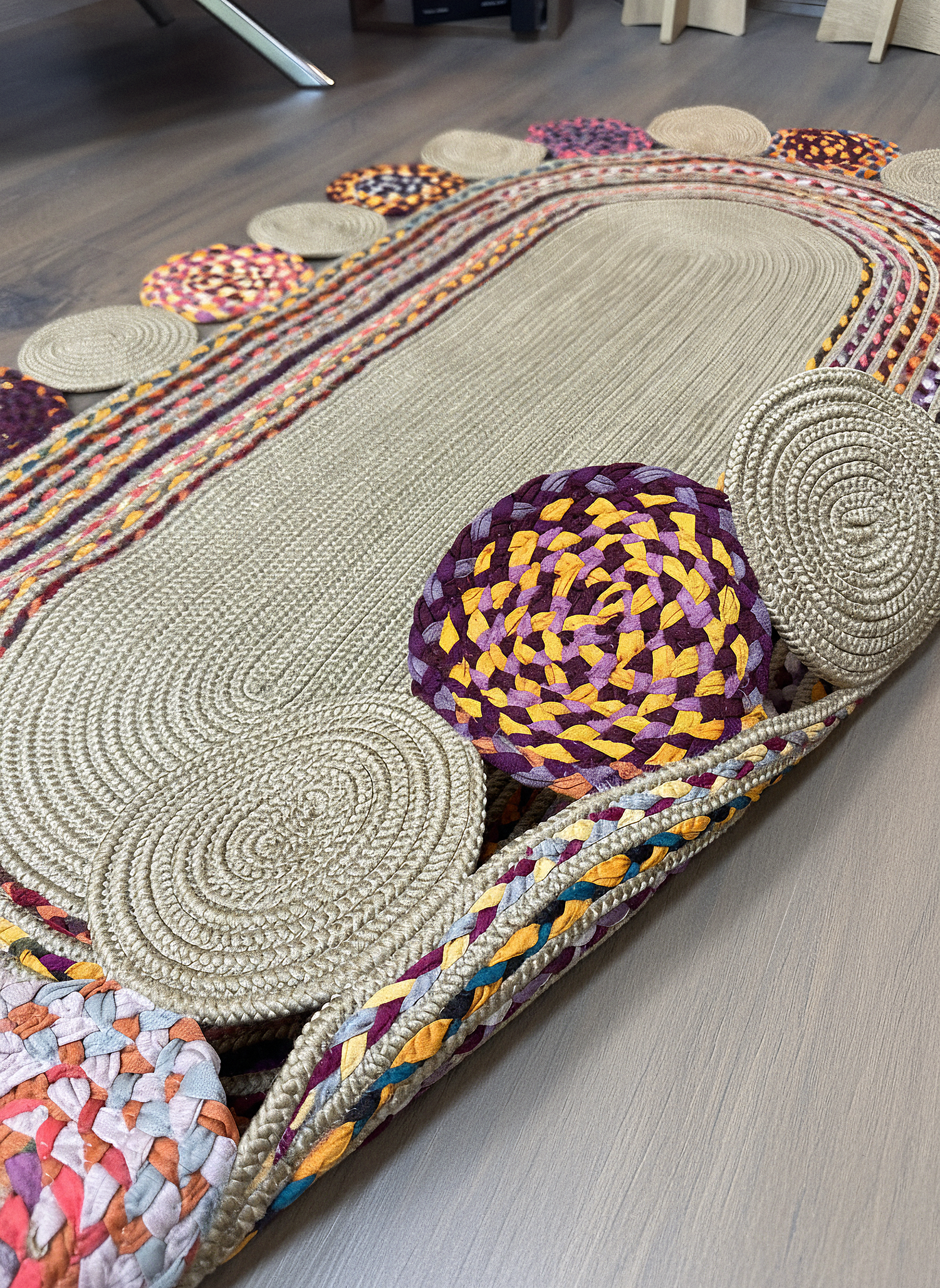 JÜT-C14 Elde Dokuma Doğal Jüt Hasır Halı