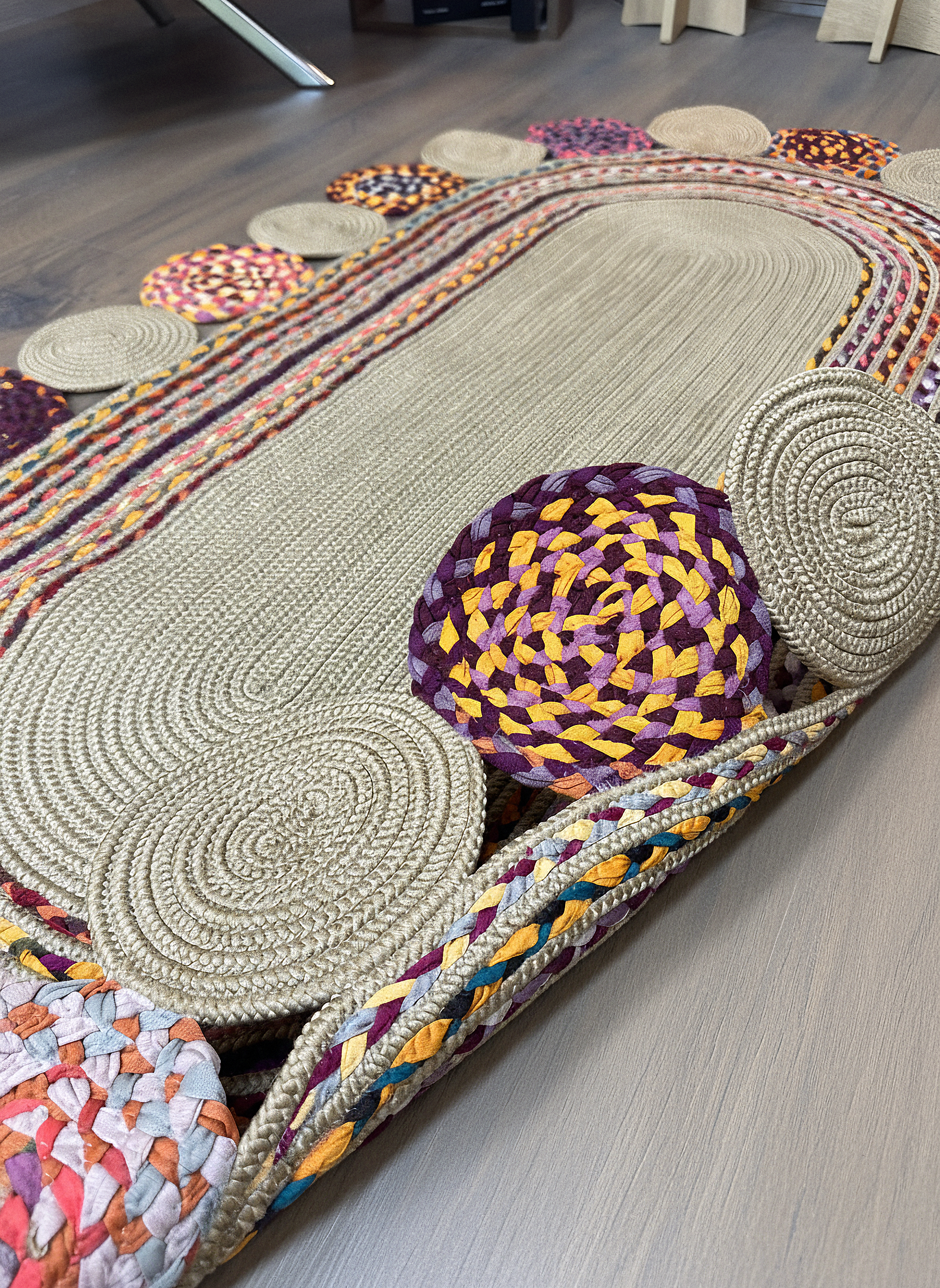 JÜT-C14 Elde Dokuma Doğal Jüt Hasır Halı