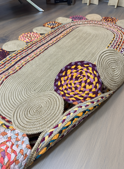 JÜT-C14 Elde Dokuma Doğal Jüt Hasır Halı