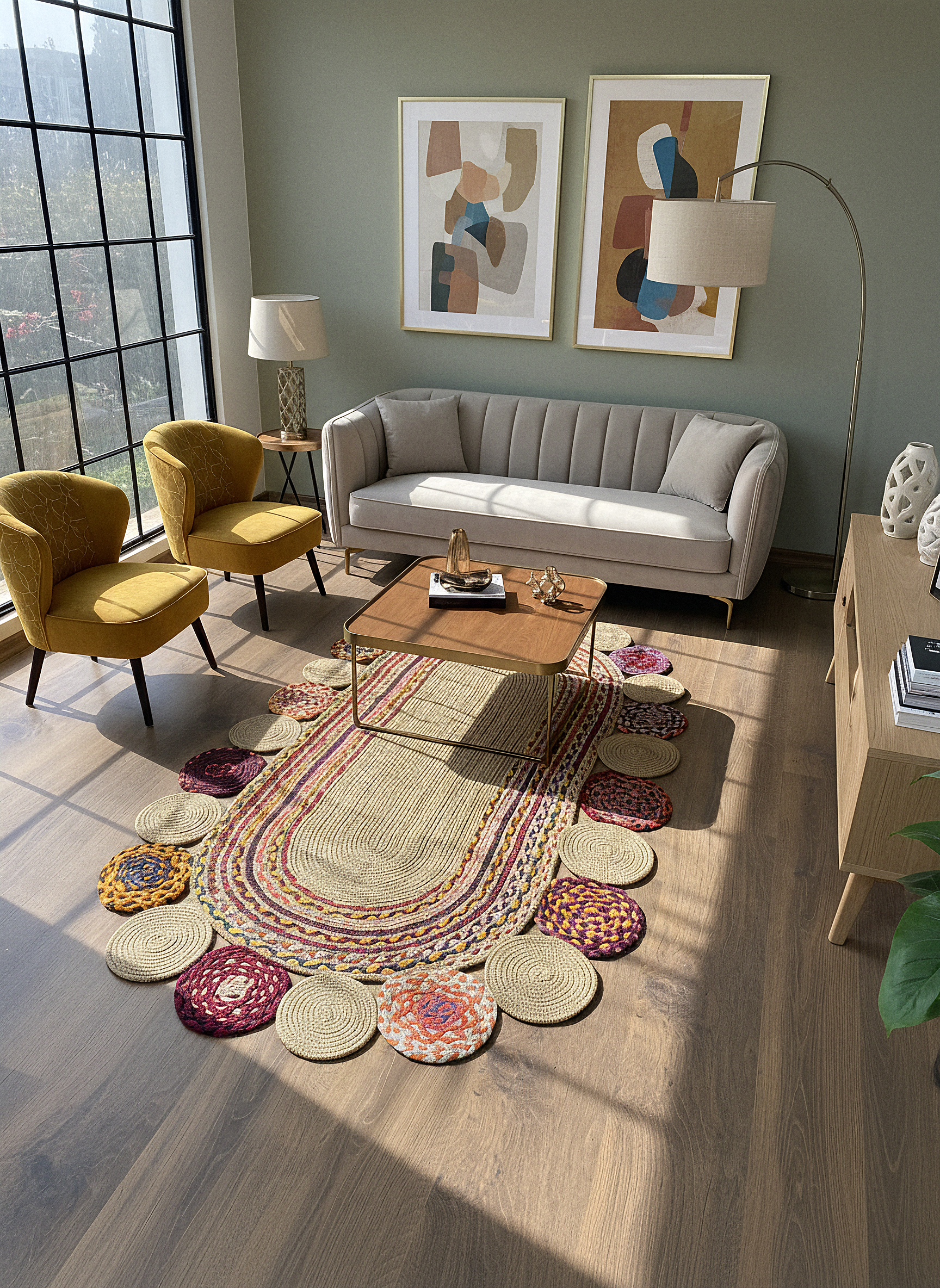 JÜT-C14 Elde Dokuma Doğal Jüt Hasır Halı