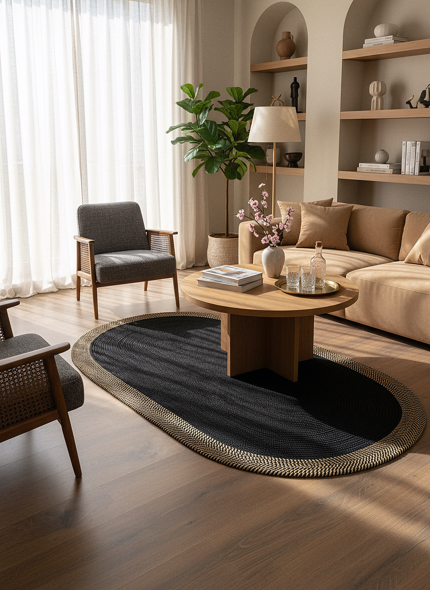 JÜT-C15 Elde Dokuma Doğal Jüt Hasır Halı