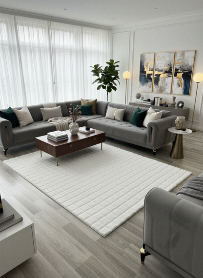 TAVŞAN SAMUR BEYAZ - Kaymaz Taban Tavşan Shaggy Yatak Odası Oturma Odası Çocuk Odası Halısı