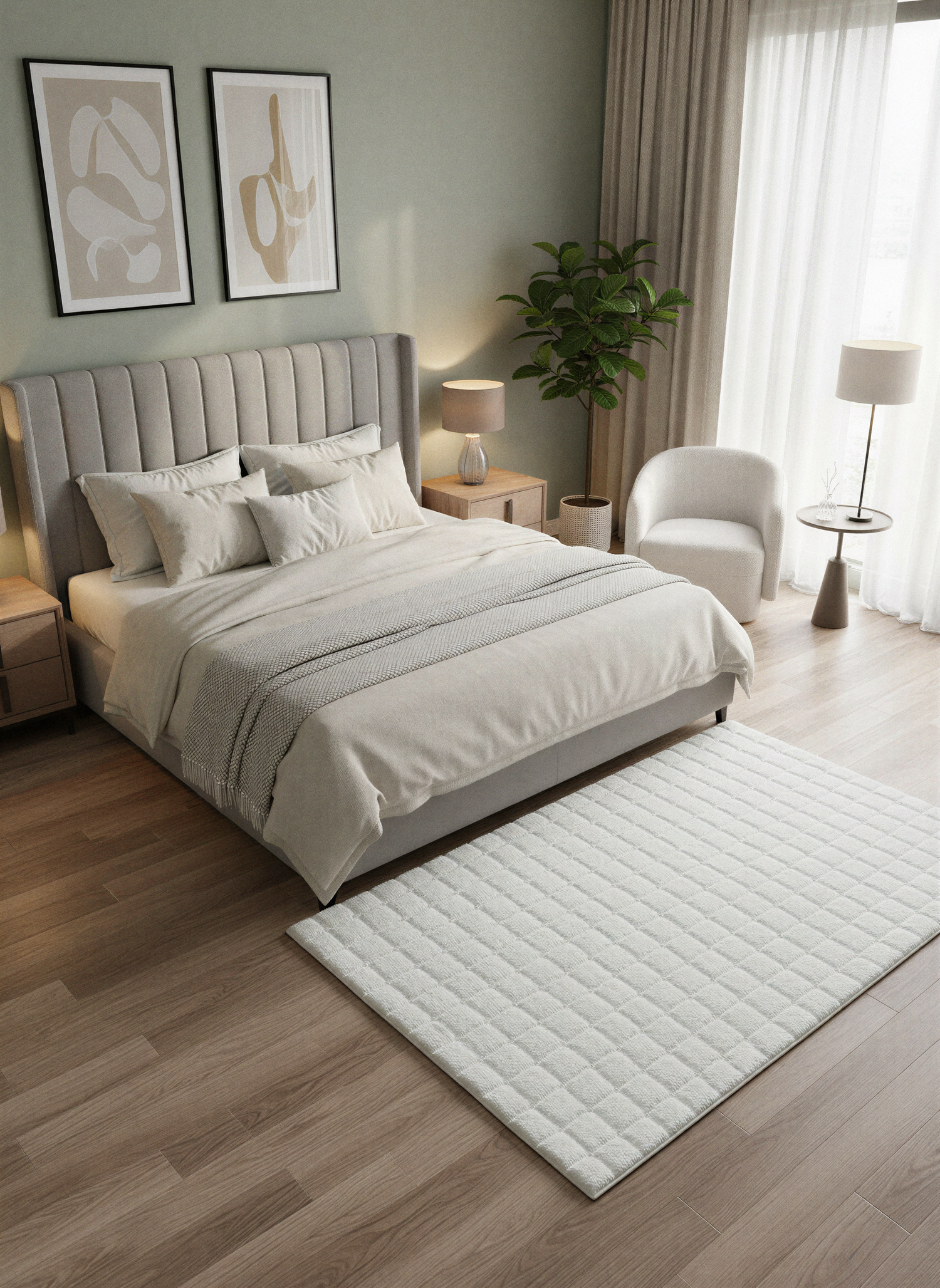 TAVŞAN SAMUR BEYAZ - Kaymaz Taban Tavşan Shaggy Yatak Odası Oturma Odası Çocuk Odası Halısı