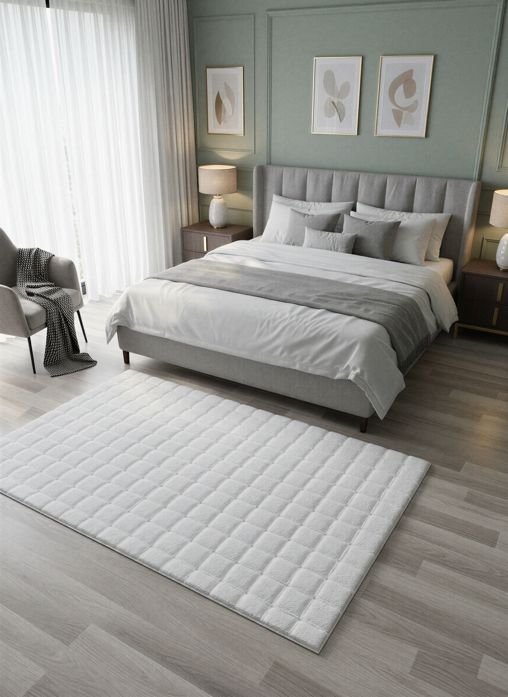 TAVŞAN SAMUR BEYAZ - Kaymaz Taban Tavşan Shaggy Yatak Odası Oturma Odası Çocuk Odası Halısı