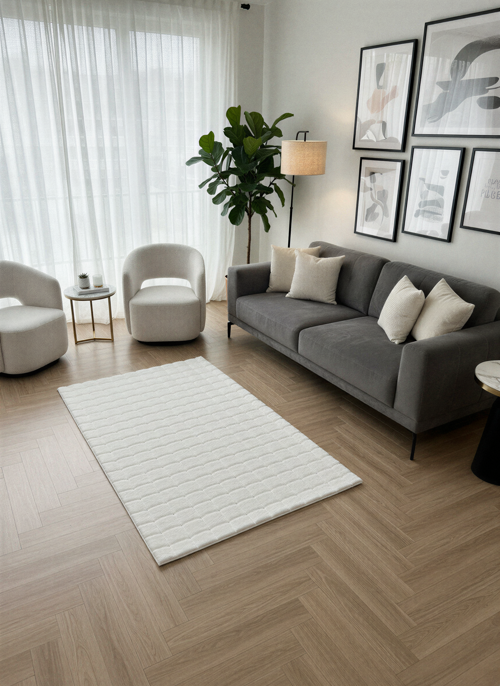 TAVŞAN SAMUR BEYAZ - Kaymaz Taban Tavşan Shaggy Yatak Odası Oturma Odası Çocuk Odası Halısı