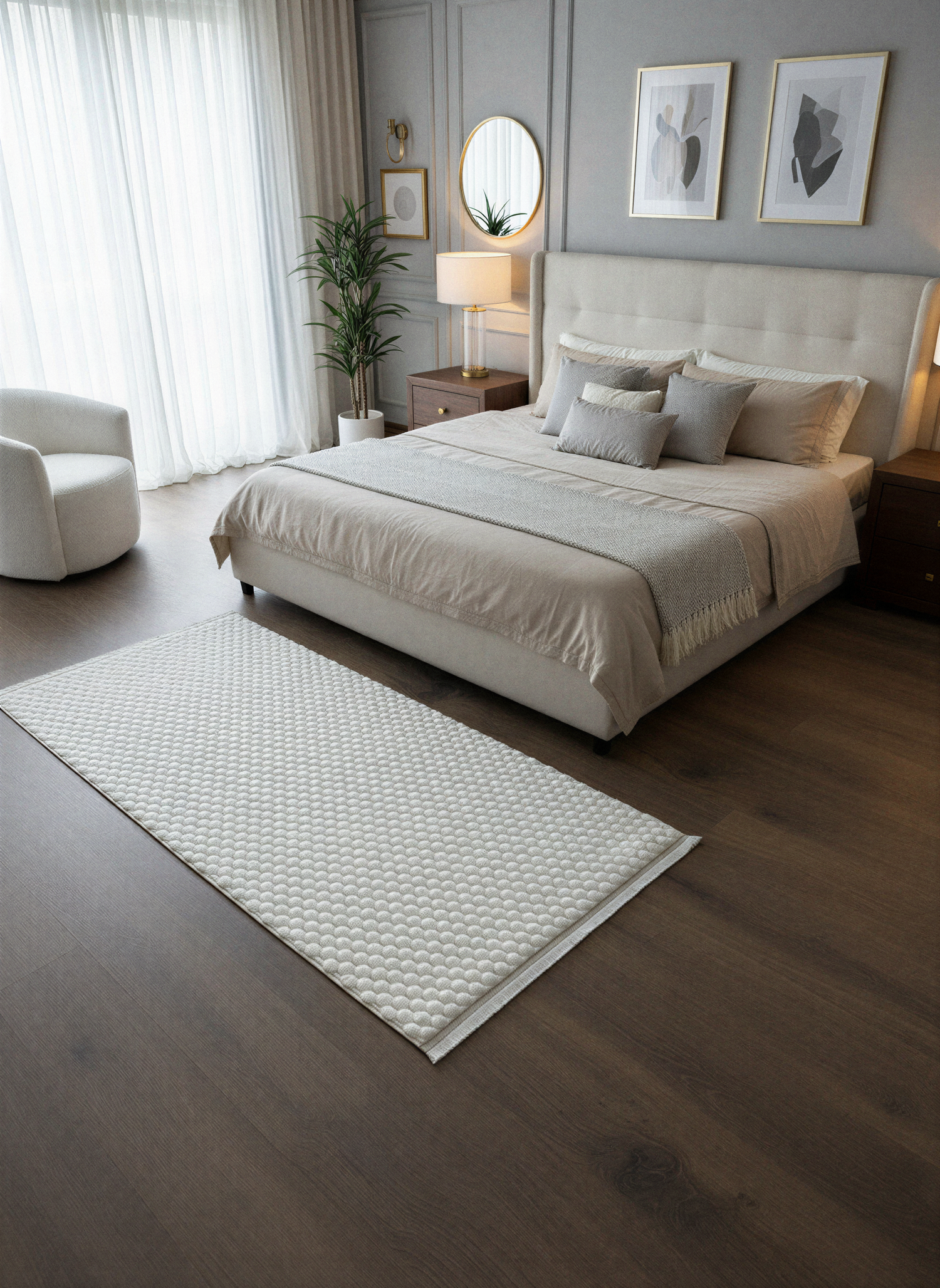 TAVŞAN PETEK KREM - Kaymaz Deri Taban Tavşan Shaggy Yatak Odası Oturma Odası Çocuk Odası Halısı