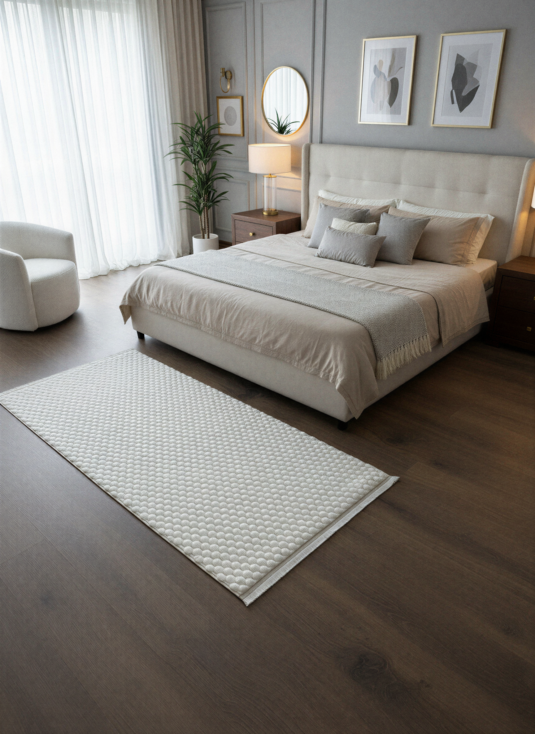 TAVŞAN PETEK KREM - Kaymaz Deri Taban Tavşan Shaggy Yatak Odası Oturma Odası Çocuk Odası Halısı