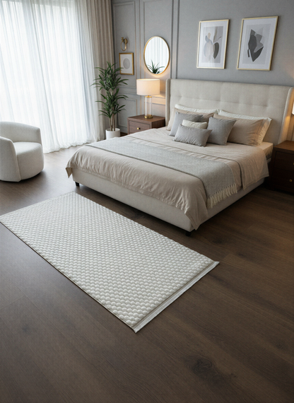 TAVŞAN PETEK KREM - Kaymaz Deri Taban Tavşan Shaggy Yatak Odası Oturma Odası Çocuk Odası Halısı