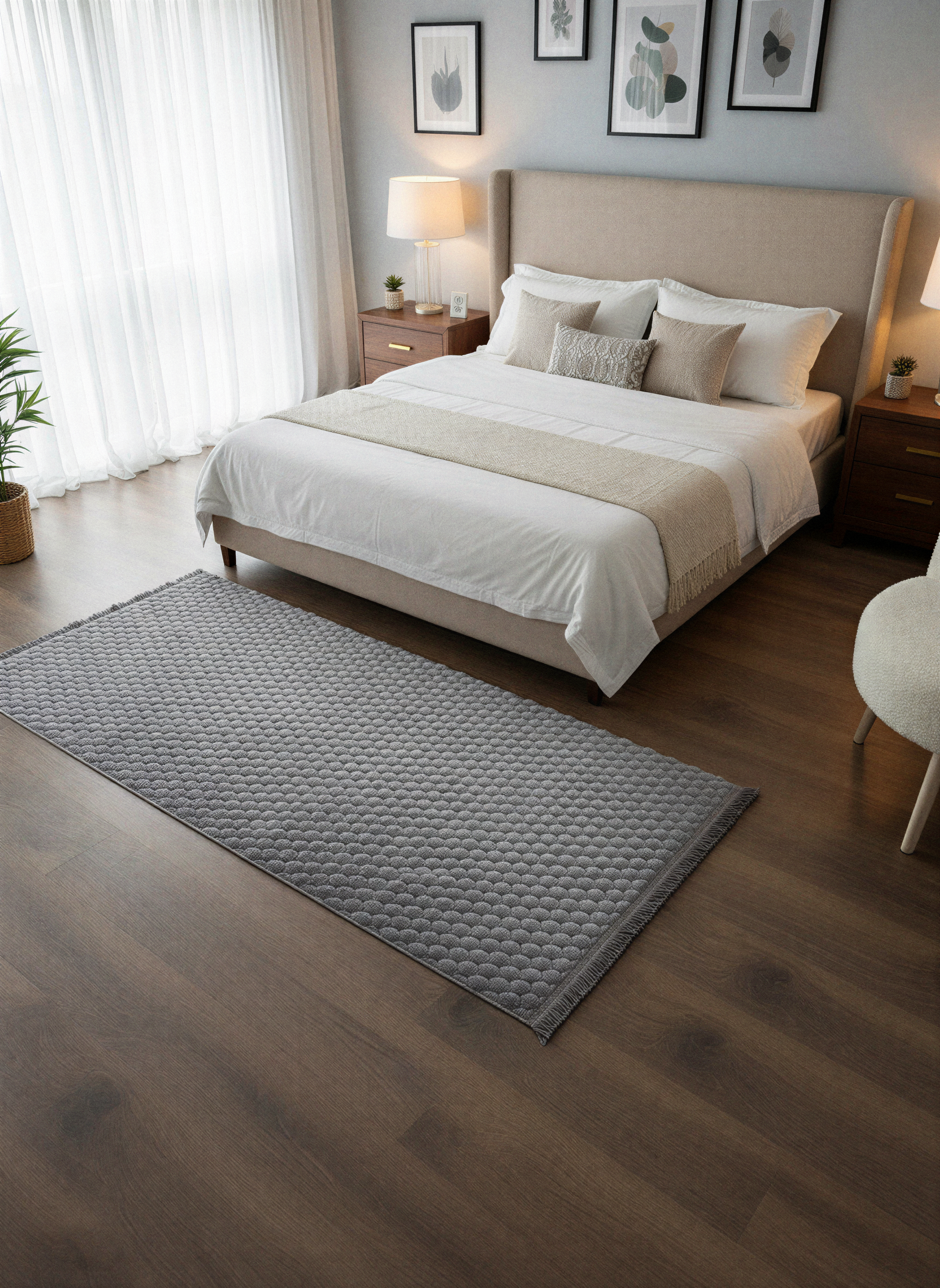 TAVŞAN PETEK  GRİ - Kaymaz Deri Taban Tavşan Shaggy Yatak Odası Oturma Odası Çocuk Odası Halısı