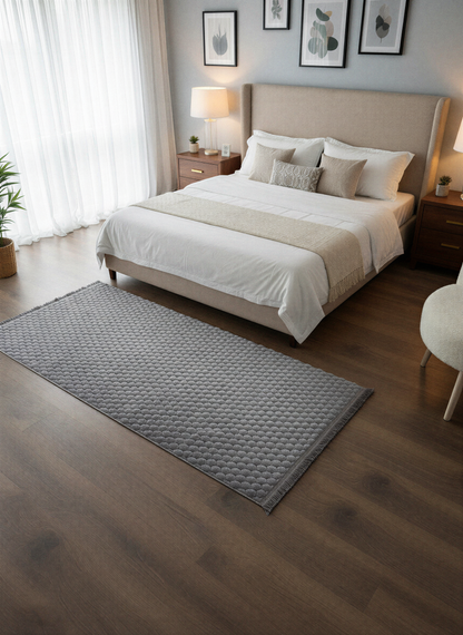 TAVŞAN PETEK  GRİ - Kaymaz Deri Taban Tavşan Shaggy Yatak Odası Oturma Odası Çocuk Odası Halısı