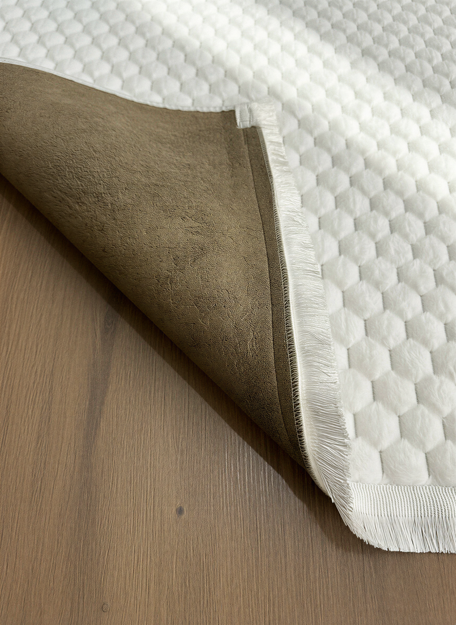 TAVŞAN PETEK BEYAZ - Kaymaz Deri Taban Tavşan Shaggy Yatak Odası Oturma Odası Çocuk Odası Halısı