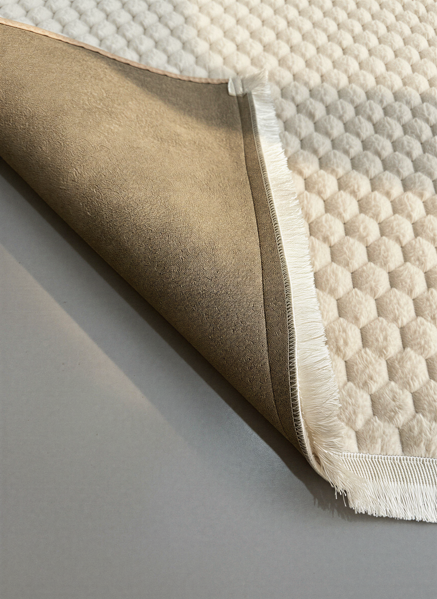 TAVŞAN PETEK BEJ - Kaymaz Deri Taban Tavşan Shaggy Yatak Odası Oturma Odası Çocuk Odası Halısı