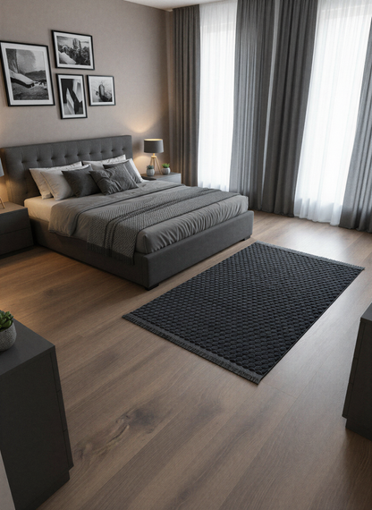 TAVŞAN PETEK ANTRASİT - Kaymaz Deri Taban Tavşan Shaggy Yatak Odası Oturma Odası Çocuk Odası Halısı