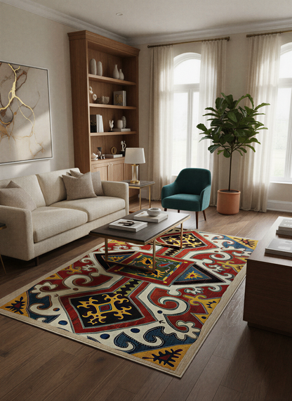 Arte HD023 Etnik Desenli Klasik Dekoratif Dokuma Halı