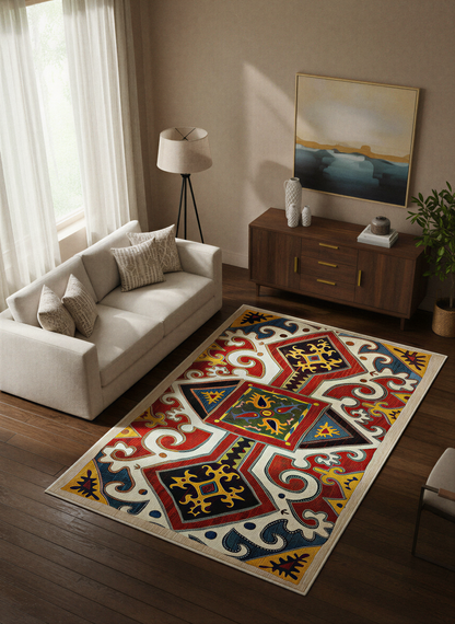 Arte HD023 Etnik Desenli Klasik Dekoratif Dokuma Halı