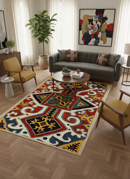 Arte HD023 Etnik Desenli Klasik Dekoratif Dokuma Halı