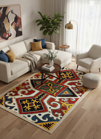 Arte HD023 Etnik Desenli Klasik Dekoratif Dokuma Halı