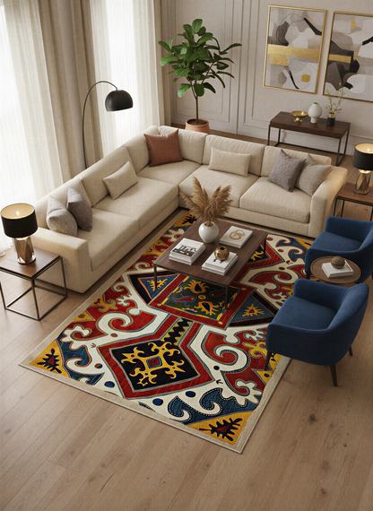 Arte HD023 Etnik Desenli Klasik Dekoratif Dokuma Halı