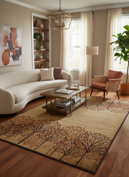 Arte HD024 Ağaç Desenli Modern Dekoratif Dokuma Halı